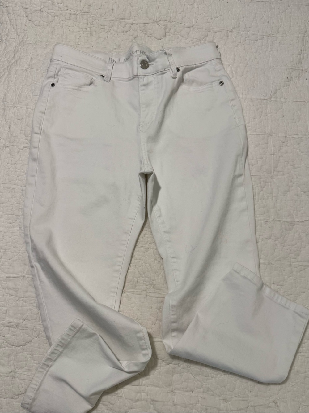 Draper's & Damon's Women's Straight Leg Stretch Jeans - White Size 12P